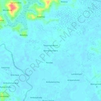 Carte topographique Mandrosotsara, altitude, relief