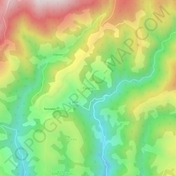 Carte topographique Poiana, altitude, relief