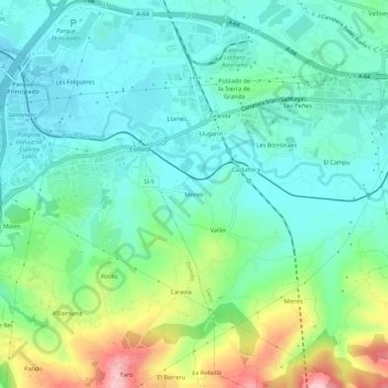 Carte topographique Moreo, altitude, relief