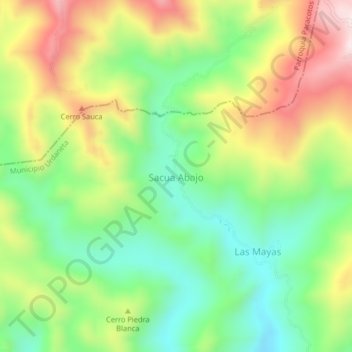 Carte topographique Sacua Abajo, altitude, relief