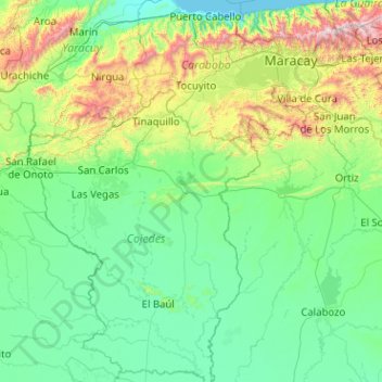 Carte topographique Las Galeras, altitude, relief