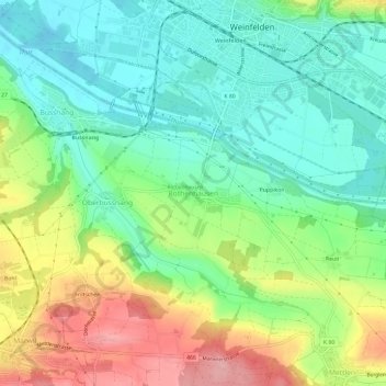 Carte topographique Rothenhausen, altitude, relief