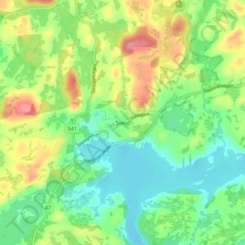 Carte topographique Sveio, altitude, relief