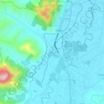 Carte topographique Mejía, altitude, relief