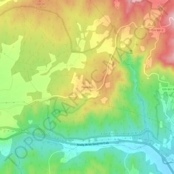 Carte topographique Penedes, altitude, relief
