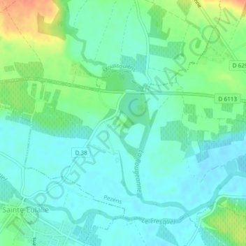 Carte topographique Alzeau, altitude, relief