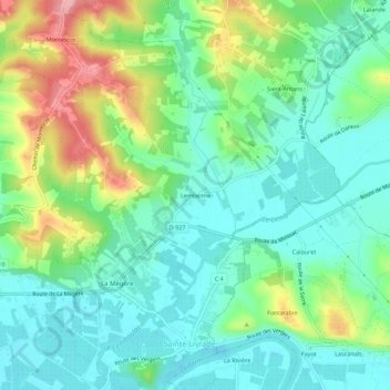 Carte topographique Lembenne, altitude, relief