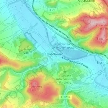 Carte topographique Ermschwerd, altitude, relief