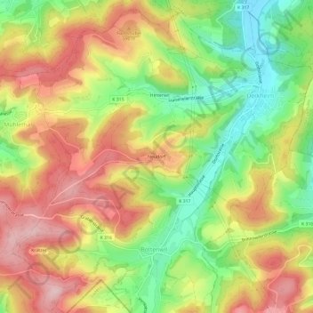 Carte topographique Neudorf, altitude, relief