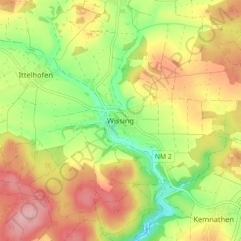 Carte topographique Wissing, altitude, relief