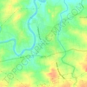 Carte topographique Sirumugai, altitude, relief