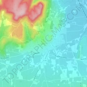 Carte topographique Laudun, altitude, relief