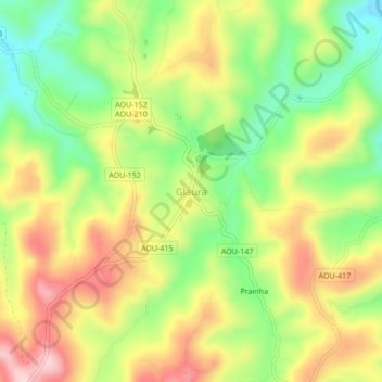 Carte topographique Glaura, altitude, relief