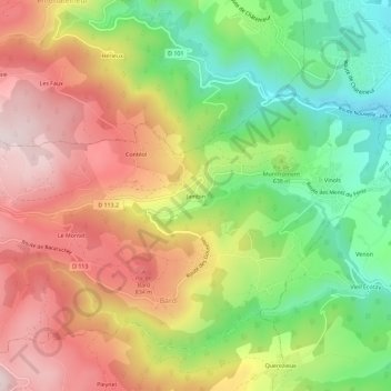 Carte topographique Jambin, altitude, relief