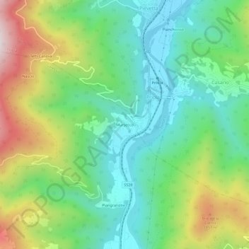 Carte topographique Mursecco, altitude, relief