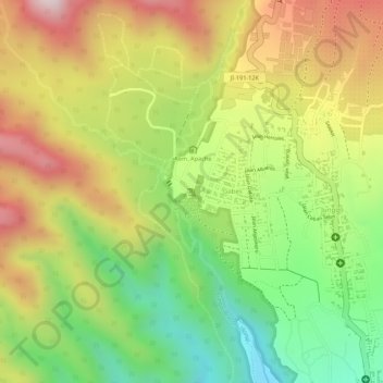 Carte topographique Coban Talun Waterfall, altitude, relief