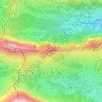 Carte topographique Brüggler, altitude, relief