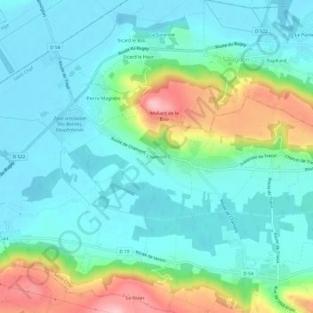 Carte topographique Chamont, altitude, relief