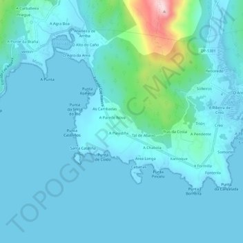Carte topographique Tal de Arriba, altitude, relief