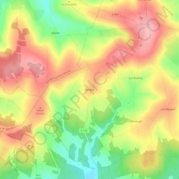 Carte topographique Ravière, altitude, relief