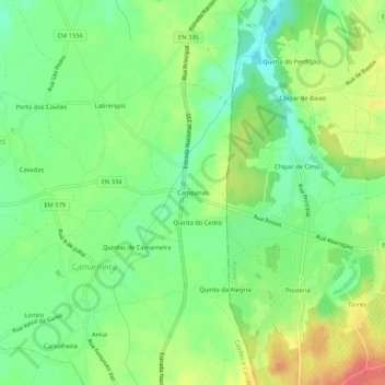 Carte topographique Campanas, altitude, relief