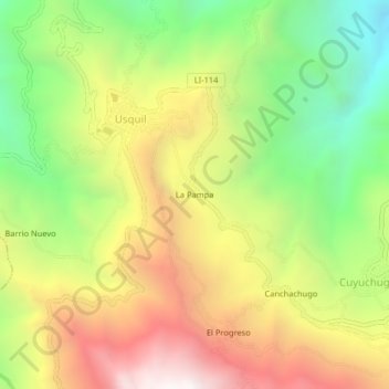 Carte topographique La Pampa, altitude, relief