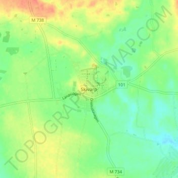 Carte topographique Skivarp, altitude, relief