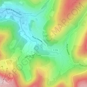 Carte topographique Sous le Fein des Huges, altitude, relief