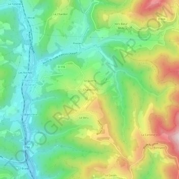 Carte topographique Chambost, altitude, relief
