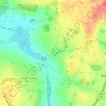 Carte topographique Åside, altitude, relief