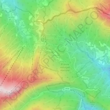 Carte topographique Boscolungo, altitude, relief