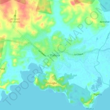 Carte topographique Dabou, altitude, relief