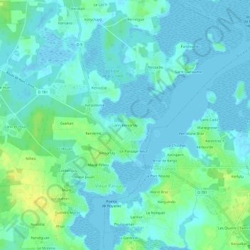 Carte topographique Lann Kervarlay, altitude, relief