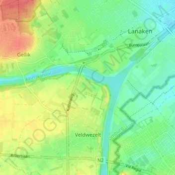 Carte topographique Briegden, altitude, relief