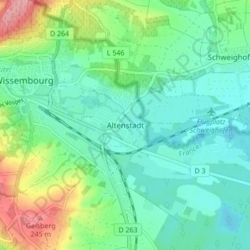 Carte topographique Altenstadt, altitude, relief