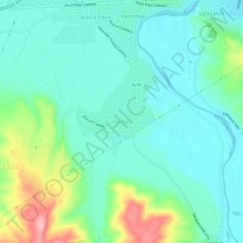 Carte topographique Yalıntaş, altitude, relief