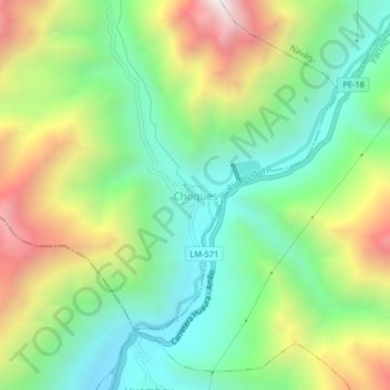 Carte topographique Choques, altitude, relief
