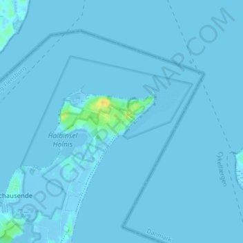 Carte topographique Holnis, altitude, relief