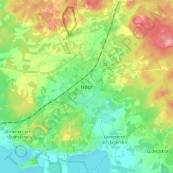 Carte topographique Höör, altitude, relief