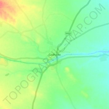 Carte topographique Gadhada, altitude, relief