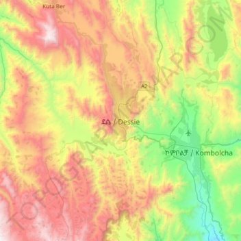 Carte topographique Dessie, altitude, relief
