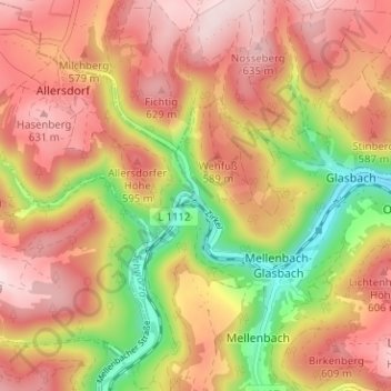 Carte topographique Zirkel, altitude, relief