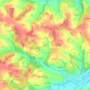 Carte topographique Höfen, altitude, relief