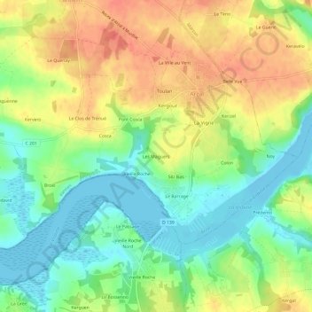 Carte topographique Les Maguers, altitude, relief