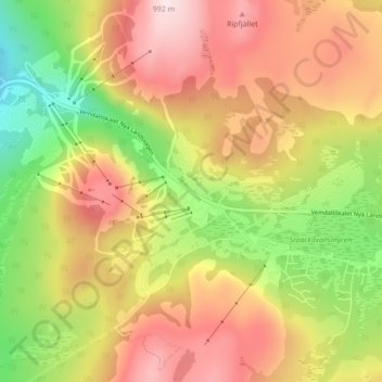 Carte topographique Vemdalsskalet, altitude, relief