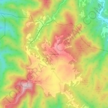 Carte topographique Castiglione, altitude, relief