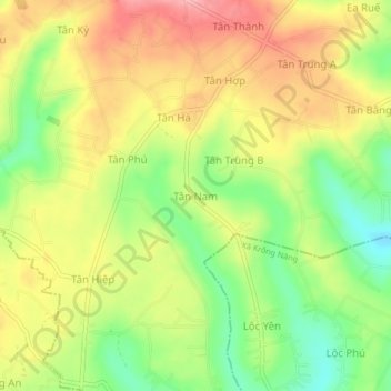 Carte topographique Tân Nam, altitude, relief
