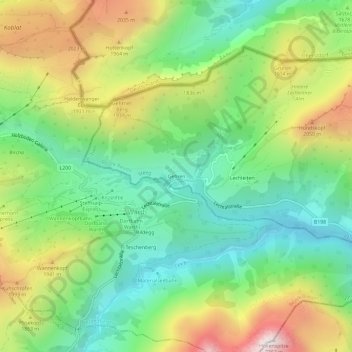 Carte topographique Gehren, altitude, relief