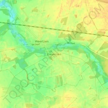 Carte topographique Freyersen, altitude, relief