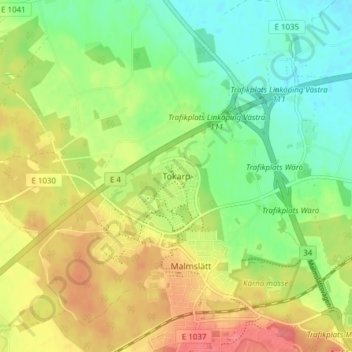 Carte topographique Tokarp, altitude, relief